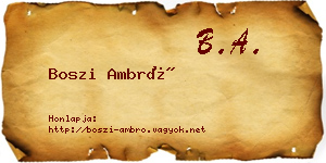 Boszi Ambró névjegykártya